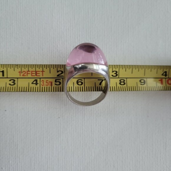 Pink Pave Design Dome Ring 925 Sterling Silver - Picture 8 of 13